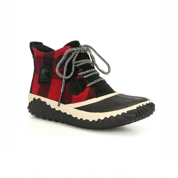 SOREL Out N About Waterproof Buffalo Plaid Booties - Picture 1 of 5